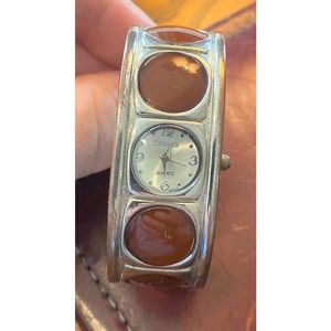 Women's Terner Quartz Watch, Silver Tone Bangle Bracelet Band, Lucite Accents